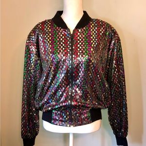 Vintage Nicole/J-Farah 80’s Bomber Style Confetti/Sequin Jacket, size L (12-14)